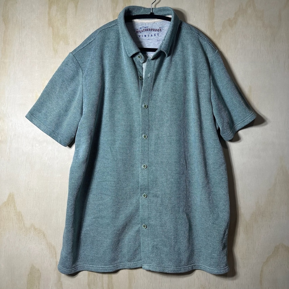 The Original Weatherproof Vintage Men’s Green Casual Button Down‎ Shirt Size XXL